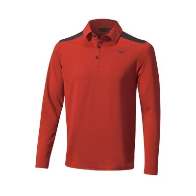 Camisa Polo Mizuno Elite L/S Shirt Hombre Rojos - Chile M140EXBIDP